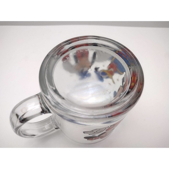 VINTAGE DISNEY MICKEY MINNIE GOOFY DONALD Clear Glass Coffee Tea Mug USA - Picture 5 of 5